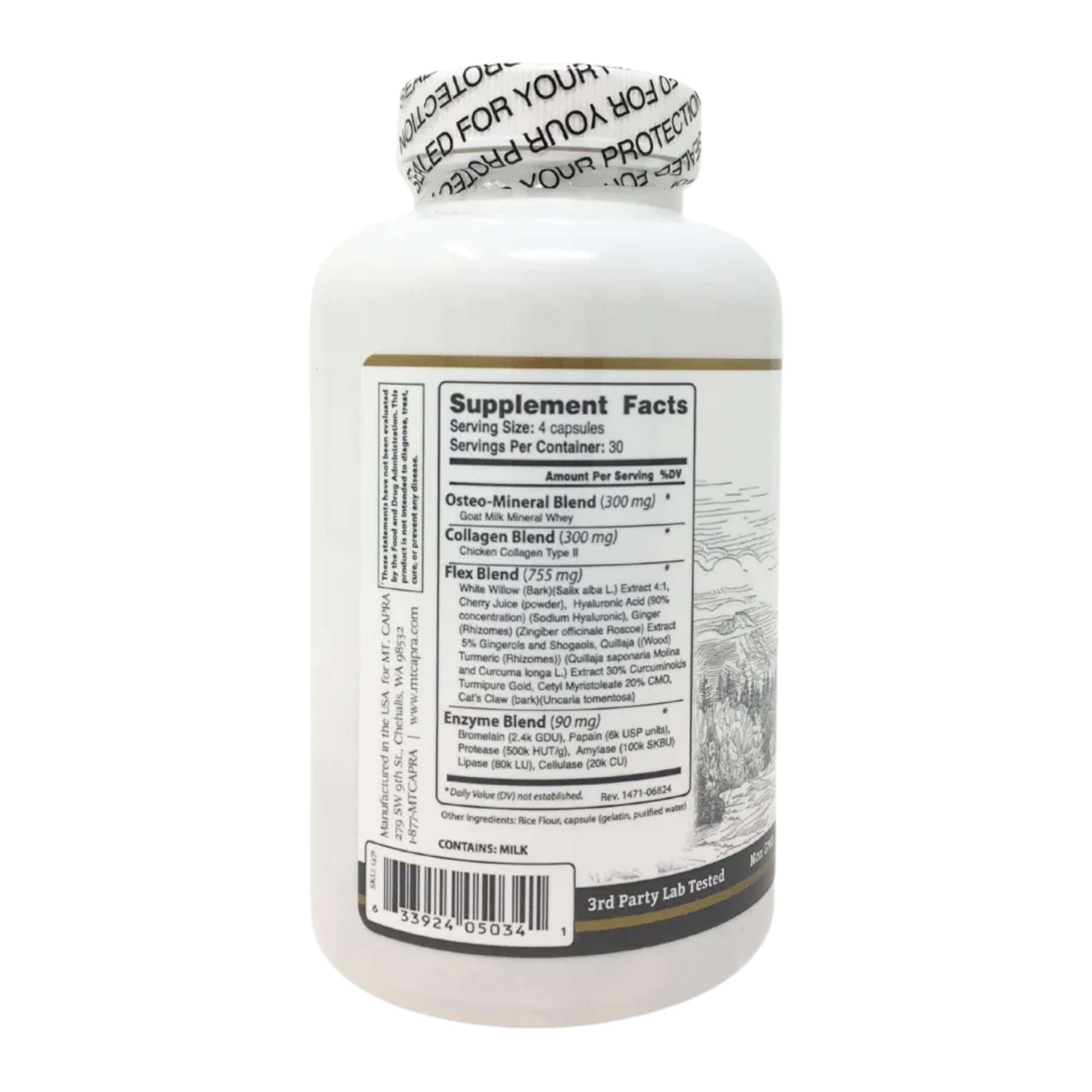 CapraFlex by Mt. Capra | Bone and Joint Support Supplement with Chicken Collagen, Hyaluronic Acid, Turmeric, and Herbs for Joint Vitality | 30 Servings - 120 Capsules Mt Capra buy supplements canada