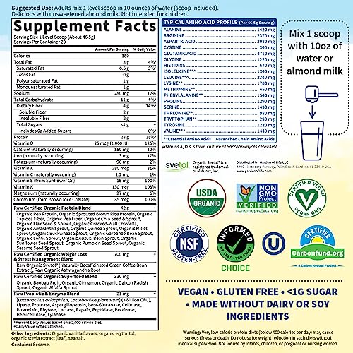 Garden of Life Raw Organic Fit Vegan Protein Powder Vanilla, 28g Plant Based Protein Garden of Life buy supplements canada