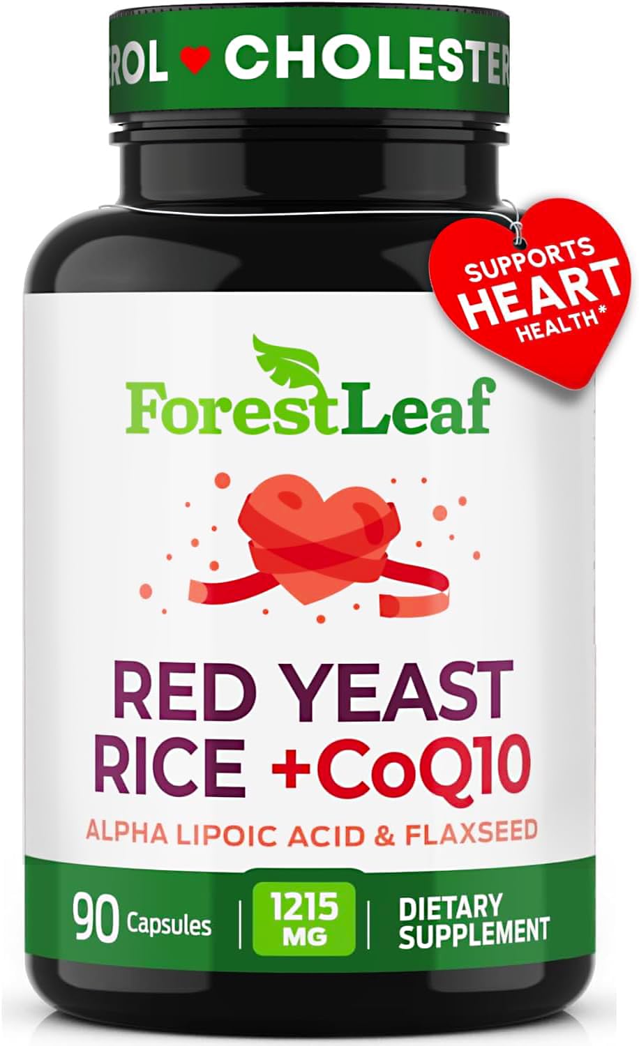 Red Yeast Rice 1215 mg. Capsules - Extra Strength Red Rice Yeast with CoQ10 Supplement, Plus Alpha Lipoic Acid & Organic Flaxseed, Citrinin Free, ForestLeaf buy supplements canada