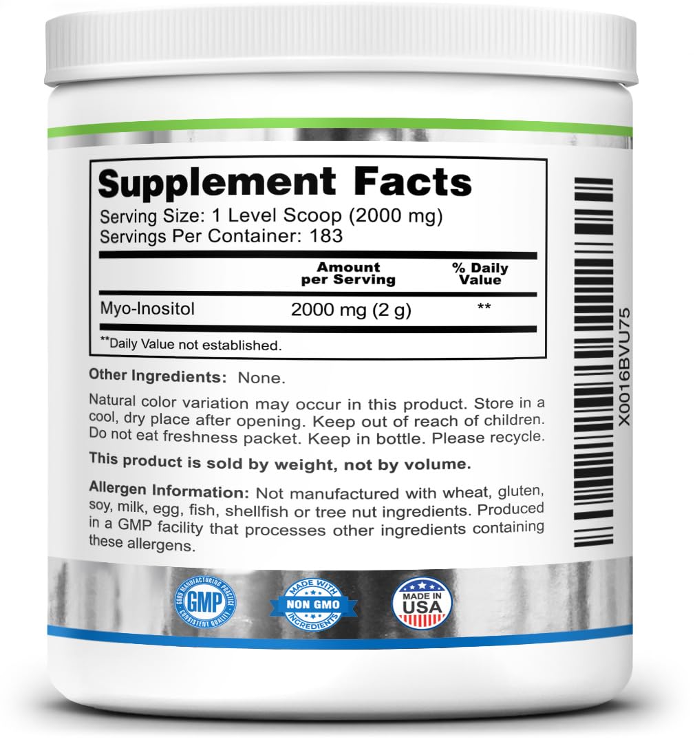 Zazzee Myo-Inositol Powder, 6 Month Supply, 183 Servings, 2000 mg per Serving Zazzee buy supplements canada