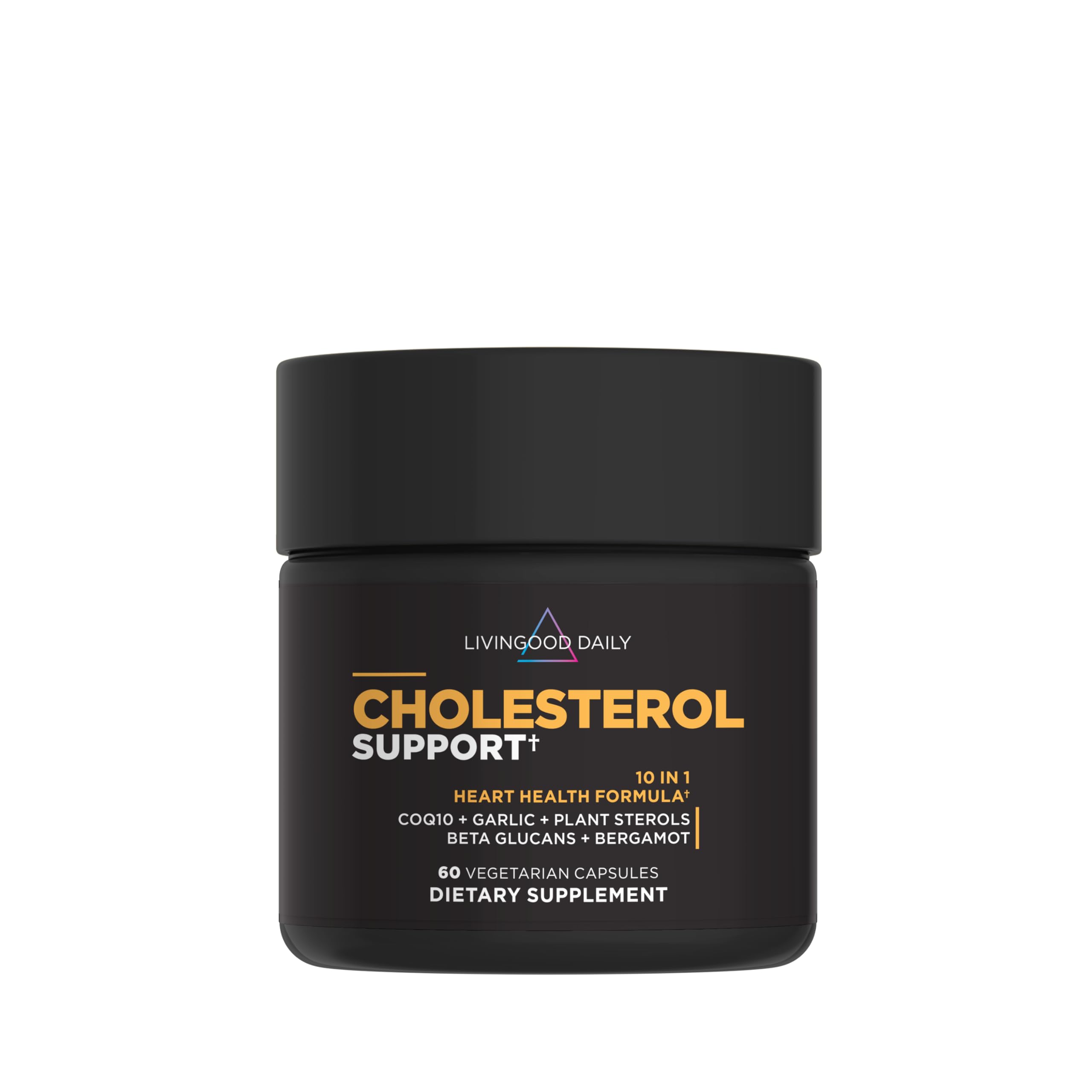 Livingood Daily Cholesterol Support Supplement with Garlic, CoQ10, Vitamin E, Bergamot, Plant Sterols for Body and Heart Health Support, Supports LDL and Triglycerides, Gluten Free, Vegan, 60 Capsules Livingood Daily buy supplements canada
