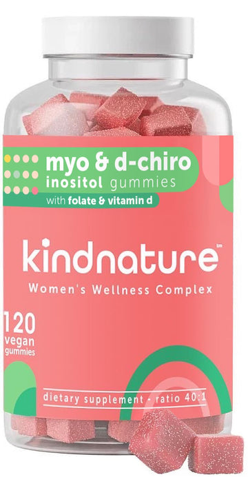 kindnature Myo-Inositol & D-Chiro Inositol Gummies for Women – 2000mg + 50mg, Ideal 40:1 Ratio – with Vitamin D & Folate – Hormone Balance Support – Vegan, Watermelon Flavor (120 Gummies) kindnature buy supplements canada