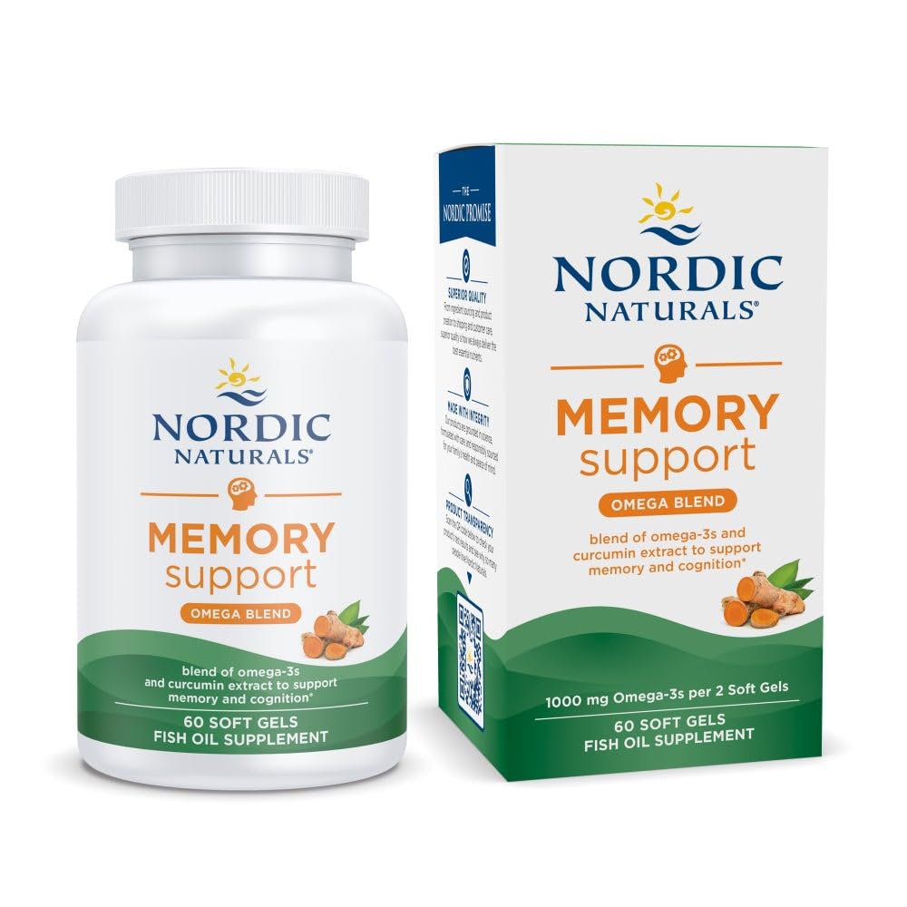 Nordic Naturals Memory Support with Curcumin - 60 Soft Gels - 1000 mg Omega-3 + 400 mg Optimized Curcumin - Memory, Cognition - Contains Phosphatidylcholine & Huperzine A - Non-GMO - 30 Servings Nordic Naturals buy supplements canada