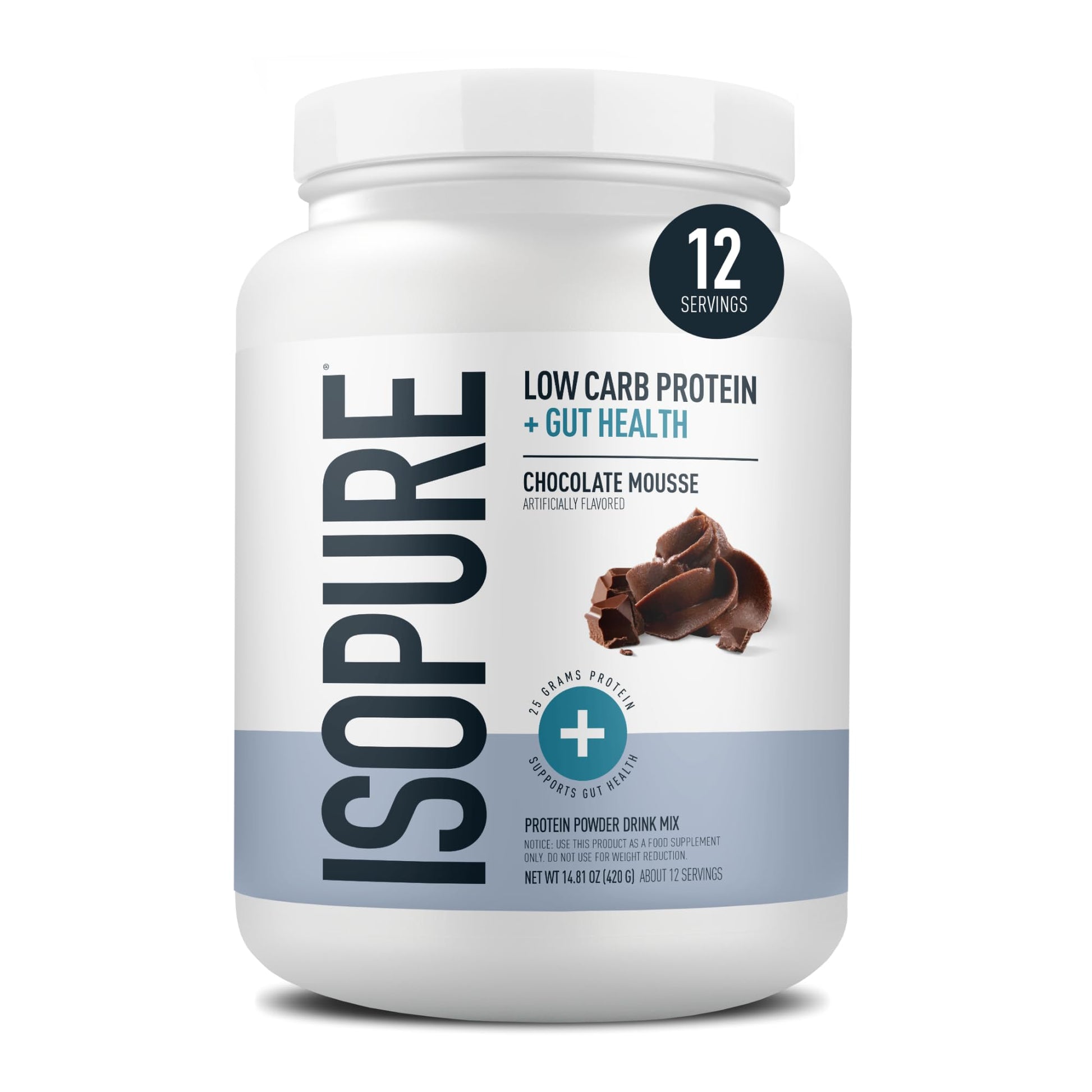 Isopure Protein + Gut Health & Immune Support Powder, Chocolate Mousse, 25g Whey Protein with Prebiotics & Vitamins, 12 Servings (Pack of 1) Isopure buy supplements canada