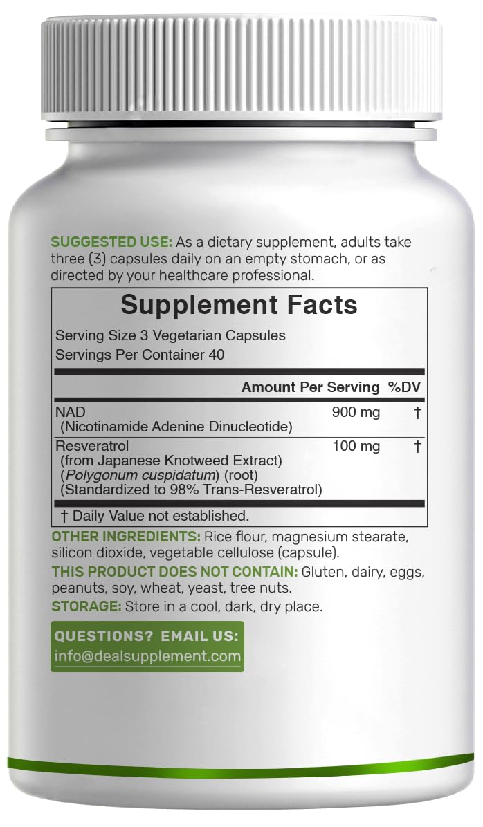 NAD+ Resveratrol Supplement 1,000mg Per Serving, 120 Veggie Capsules | 2-in-1 Extra Strength NMN Supplement Alternative | NAD Supplements for Women & Men | Non-GMO, Gluten Free DEAL SUPPLEMENT buy supplements canada