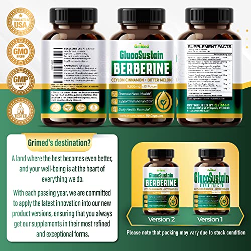 GriMed Berberine Supplement 9,500mg with Ceylon Cinnamon Bitter Melon Supports Healthy GriMed buy supplements canada
