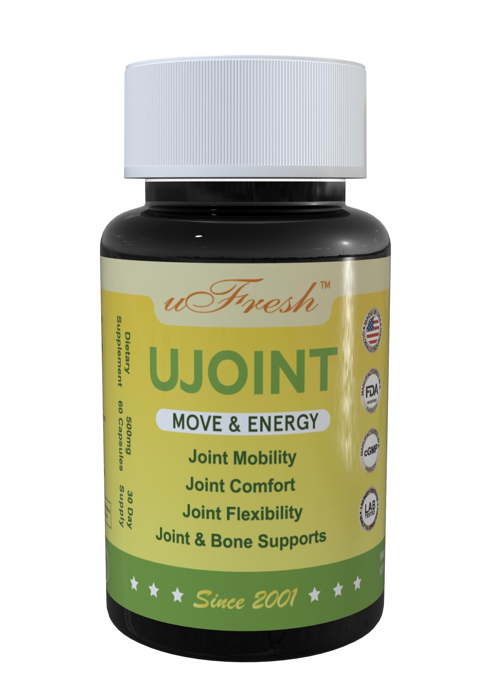 UJoint Move & Energy Joint Flexibility and Mobility Dietary Supplements, 30 Day Supply, 60 Capsules (1) uFresh buy supplements canada
