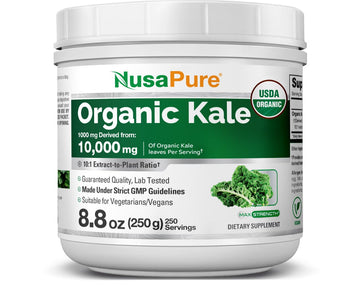 NusaPure Organic Kale Powder Extract 10:1 - Suitable for Vegetarian/Vegan, Non- GMO - 10,000 mg - 250 Capsules NusaPure buy supplements canada