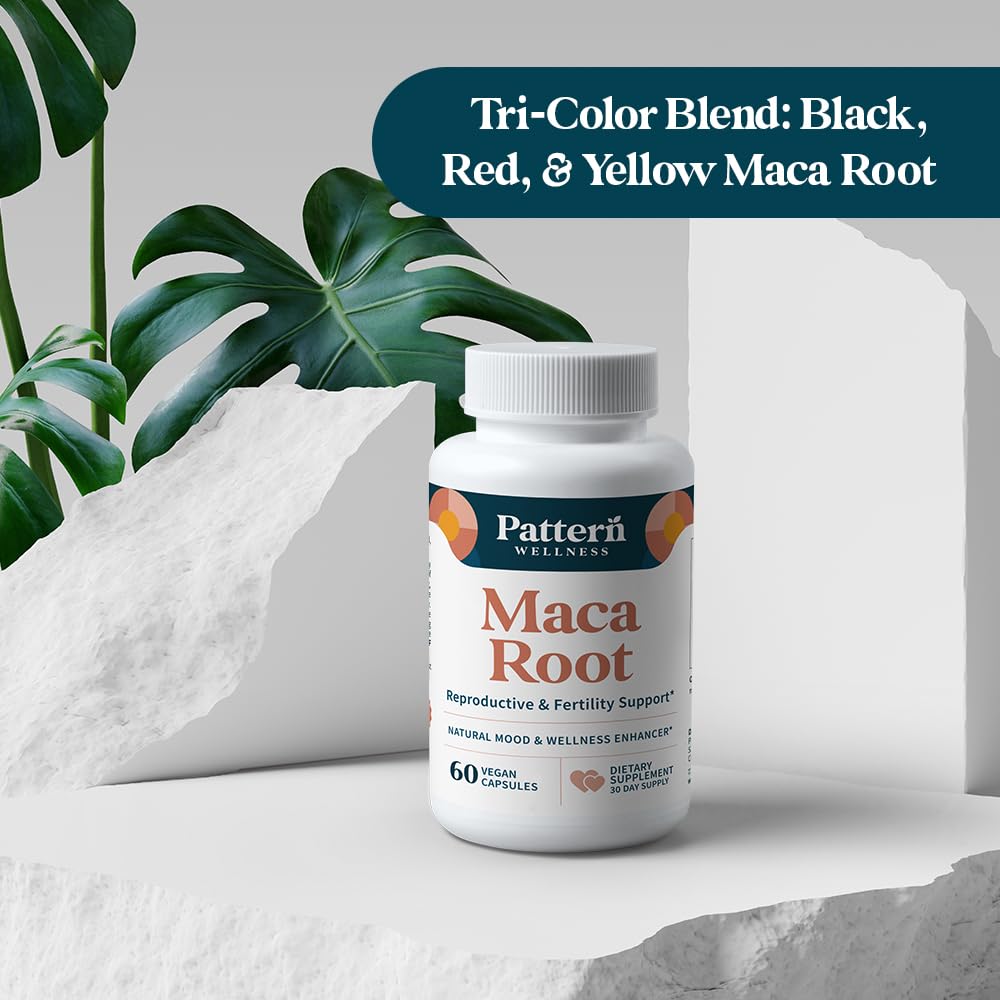 Pattern Wellness Maca Root Extract 20:1-500mg Per Serving – for Men & Women – Tri-Color Black/Red/Yellow Blend – 60 Vegan, Non-GMO Capsules Pattern Wellness buy supplements canada