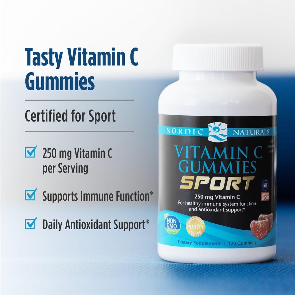 Nordic Naturals Vitamin C Gummies Sport, Tart Tangerine - 120 Gummies - 250 mg Vitamin C - Antioxidant Protection - NSF Certified - Non-GMO, Vegan - 60 Servings Nordic Naturals buy supplements canada