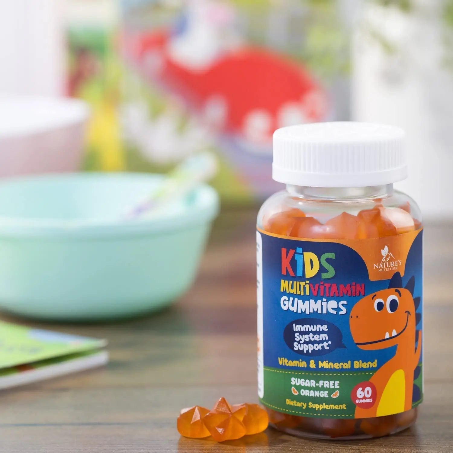 Kids Multivitamin Gummies - Improved Sugar-Free Formula - 100% Daily Folate, Kids Vitamins with Essential Vitamins A, C, D3, E, B6, B12 Nature's Nutrition buy supplements canada