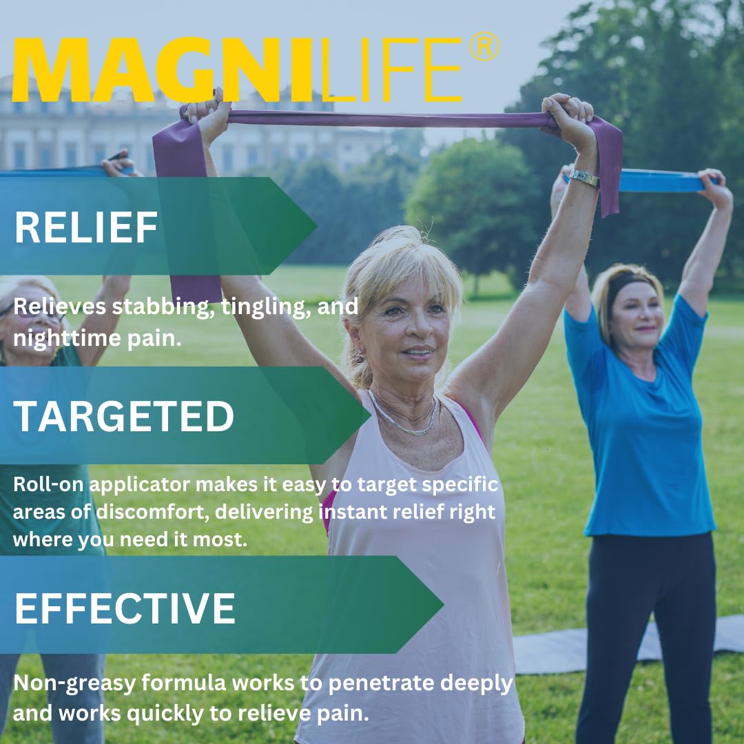 Magnilife DB Nerve Relief Roll On, 3 Oz, Topical Nerve Pain Relief for Feet, Legs, Hands & Arms, Helps Soothe Stabbing, Burning & Tingling Discomfort, Fast-Absorbing, Non-Greasy & Unscented Formula MagniLife buy supplements canada