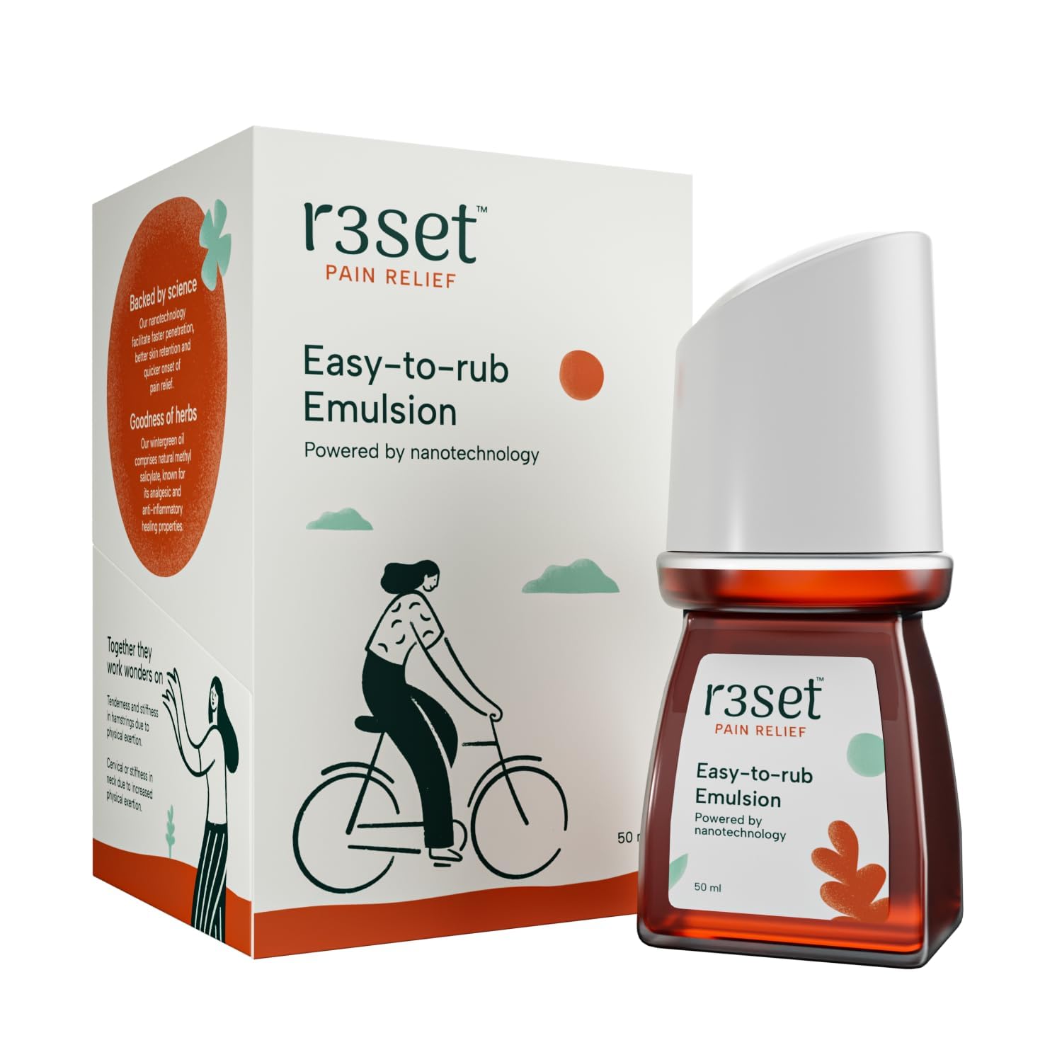 Pain Relief Emulsion Roll-On | Fast Relief for Muscle, Joint, Back, Neck, Knee Pain, Sports Injuries | 100% Natural, Absorbs Easily, No Side Effects | Herbal Ingredients for Aches & Soreness - 50ml Generic buy supplements canada
