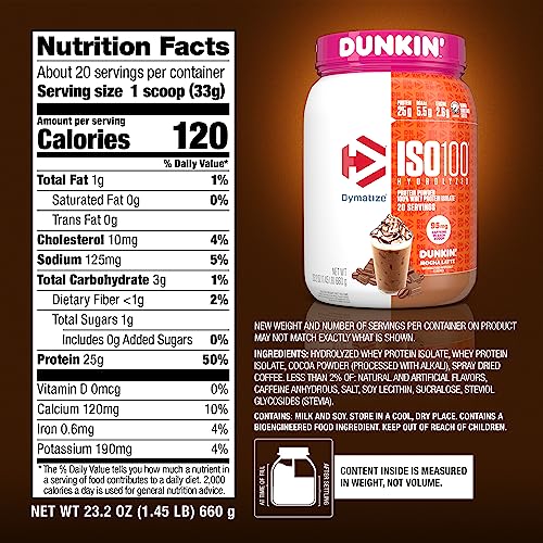Dymatize ISO100 Hydrolyzed Protein Powder in Dunkin' Mocha Latte Flavor, 100% Whey Dymatize buy supplements canada