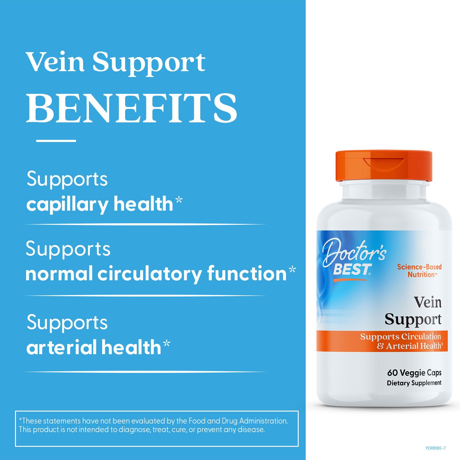 Doctor's Best Vein Support Supplement - Contains Diosmin & Hesperidin, Circulation Support for Legs & Feet, for Men & Women, Formula with Vitamin K2 & Natural Orange Extract, Vegan - 60 Veg Caps Doctor's BEST buy supplements canada
