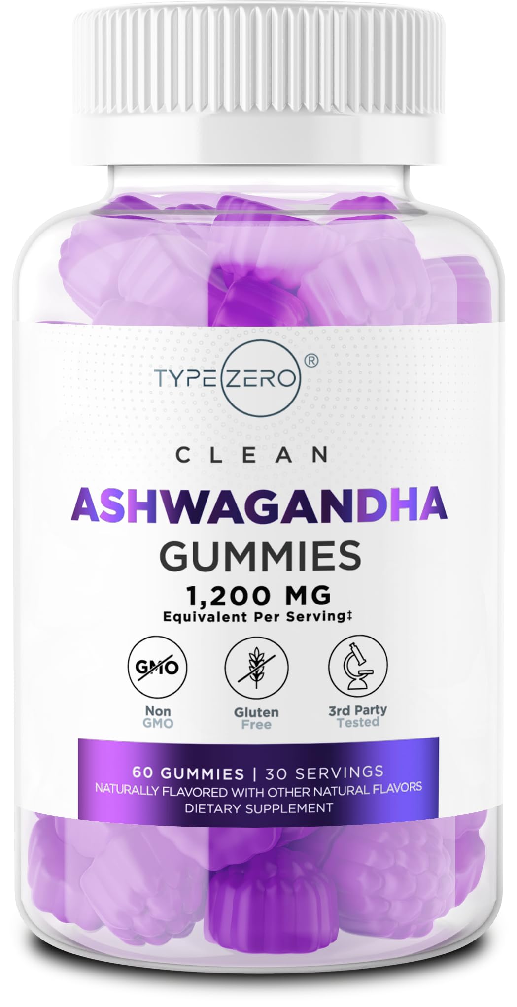 Type Zero Ashwagandha Gummies 1,200mg, 60 Gummies - Ashwagandha Herbal Extract Supplement - 30 Servings, Gluten Free, Non-GMO Type Zero buy supplements canada