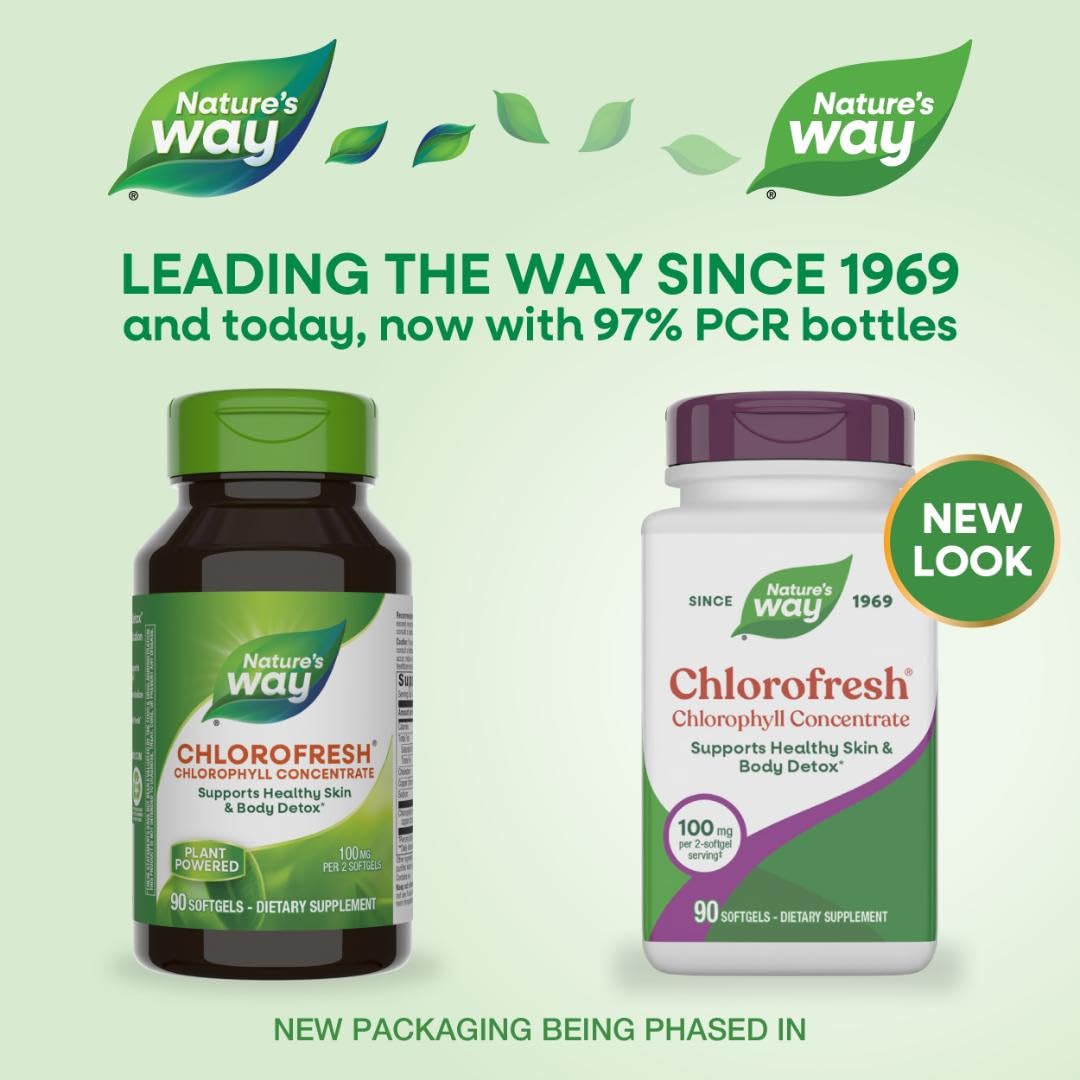Nature’s Way Chlorofresh Chlorophyll Concentrate Softgels, Chlorophyllin Copper Complex, Internal Deodorant Supplement, Supports Healthy Skin and Detox Pathways Nature's Way buy supplements canada