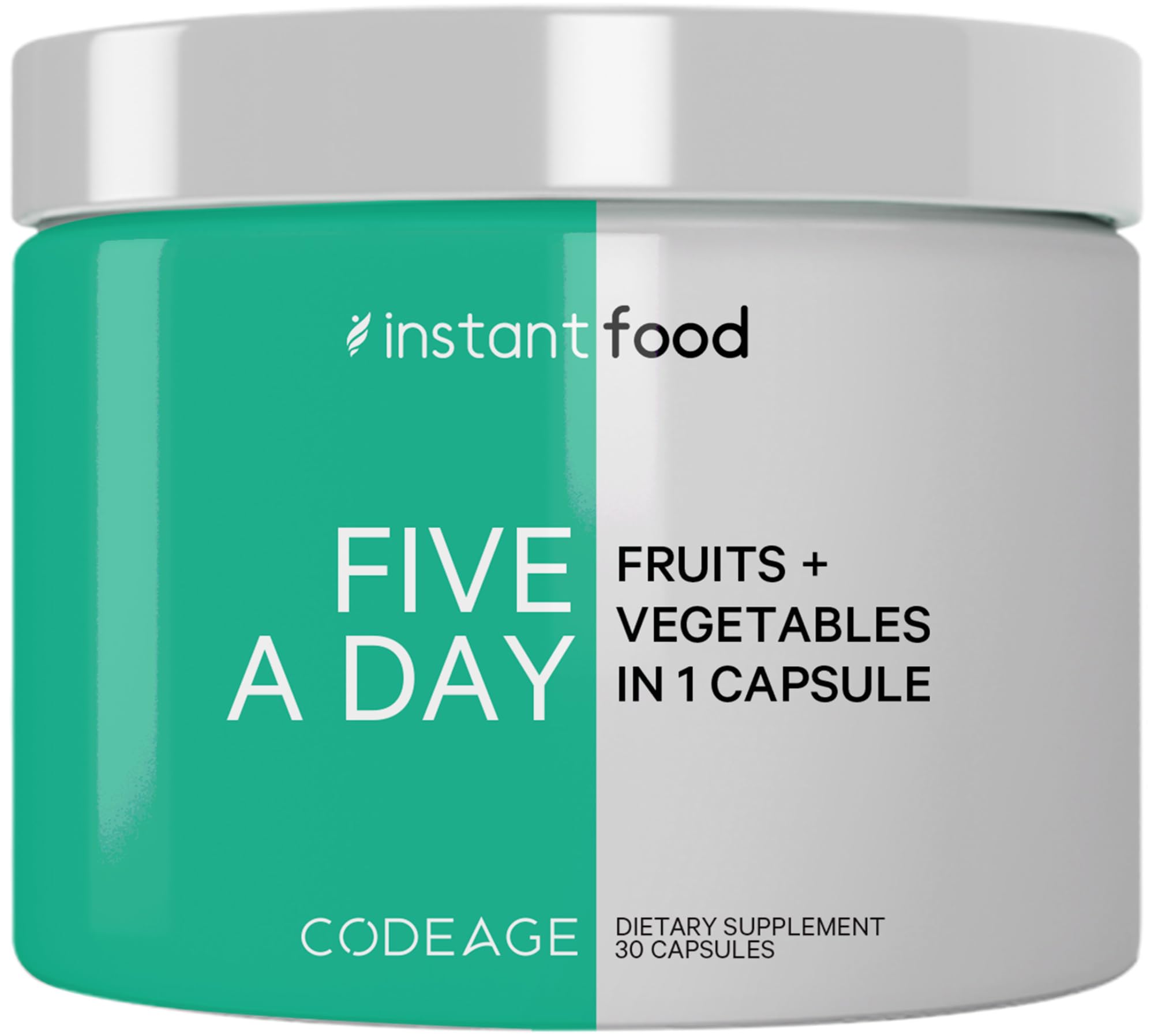 Codeage Instantfood Five A Day – Fruits & Vegetables Capsule Supplement – Whole Food Phytonutrients – 15 Fruits and Veggies Blend - Vegan, Non-GMO – 30 Capsules Codeage buy supplements canada