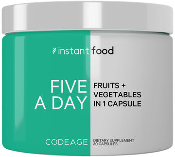 Codeage Instantfood Five A Day – Fruits & Vegetables Capsule Supplement – Whole Food Phytonutrients – 15 Fruits and Veggies Blend - Vegan, Non-GMO – 30 Capsules Codeage buy supplements canada