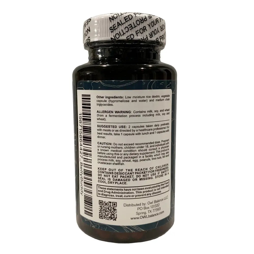 Belly Buddy Advanced Gut Health Support containing a helthy Blend of Probiotics, Prebiotics, and Digestive Enzymes OWL Balance buy supplements canada