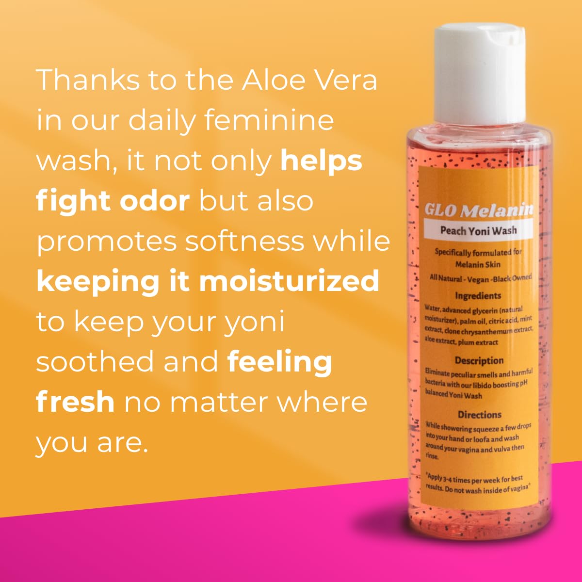 GLO Melanin Peach Yoni Wash with Aloe Vera, All Natural Feminine Wash for Women pH Balance Glo Melanin buy supplements canada