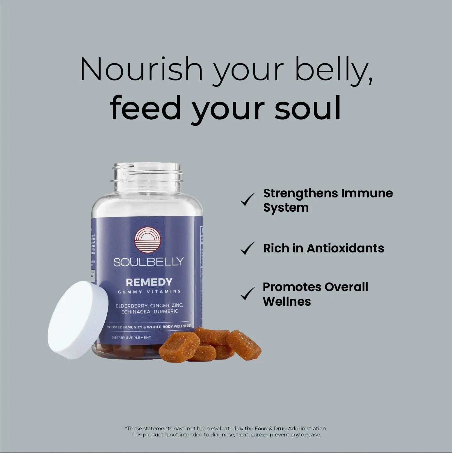 SOULBELLY Super Immunity | Remedy Vitamin Gummies for Immune Support | Vegan | Gluten-Free | Non-GMO | 60 Count SOULBELLY buy supplements canada