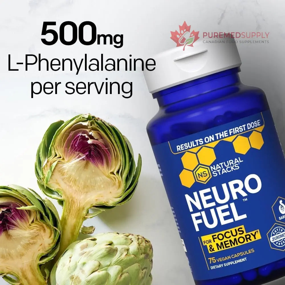 NATURAL STACKS Original NeuroFuel Nootropic Brain Support Supplement - 750mg L-Carnitine & 500mg L-Phenylalanine - Brain Supplement for Memory and Focus* - 75 Focus Pills NATURAL STACKS buy supplements canada