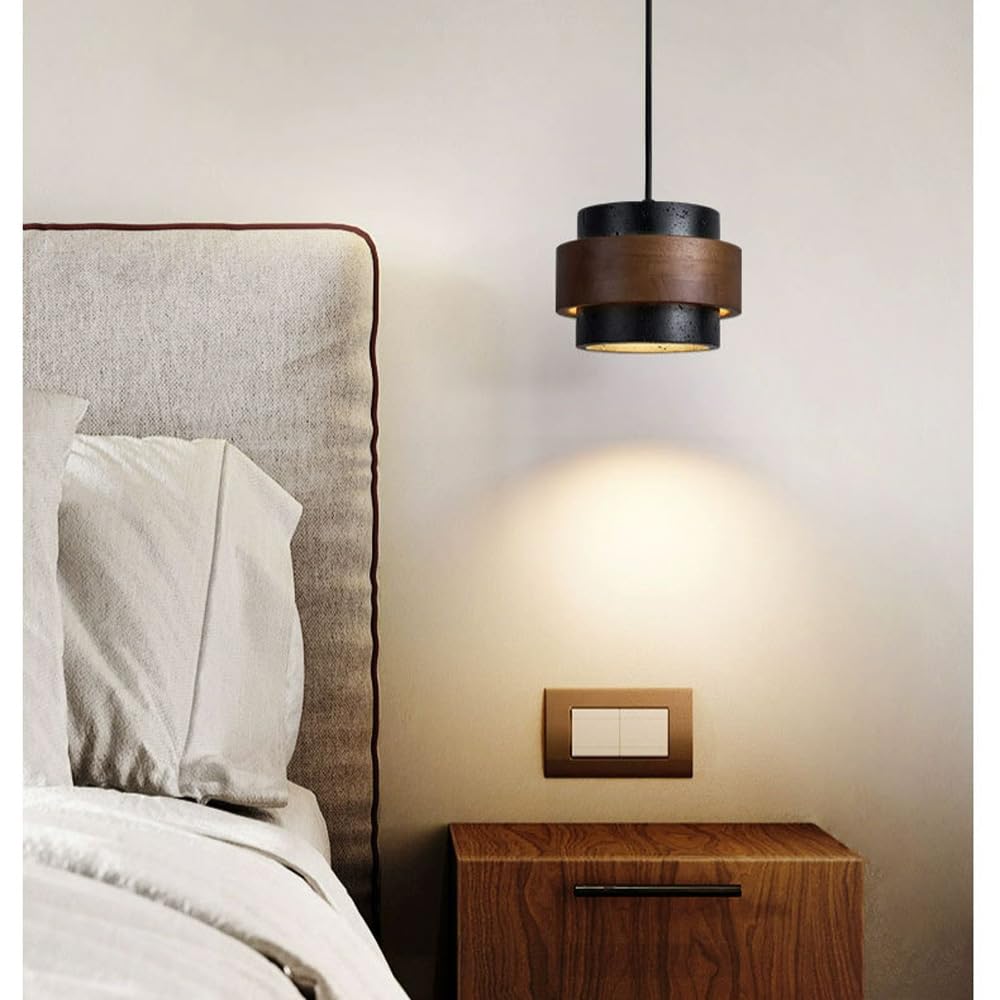 JIANGXMF Nordic Natural Travertine Pendant Light Wabi-sabi Stone Chandelier Retro Industry Hanging Ceiling Lamp for Bedroom Bedside Study Dining Table Lighting (Black) JIANGXMF buy supplements canada