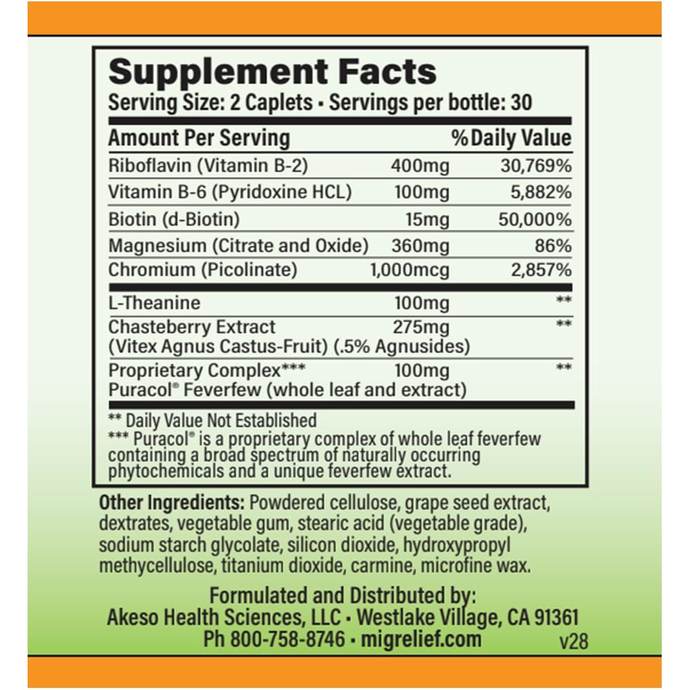 MigreLief+M – Advanced Nutritional Support Supplement for Women’s Neurological Health and Head Comfort – 60 Caplets (1-Month Supply) MigreLief buy supplements canada