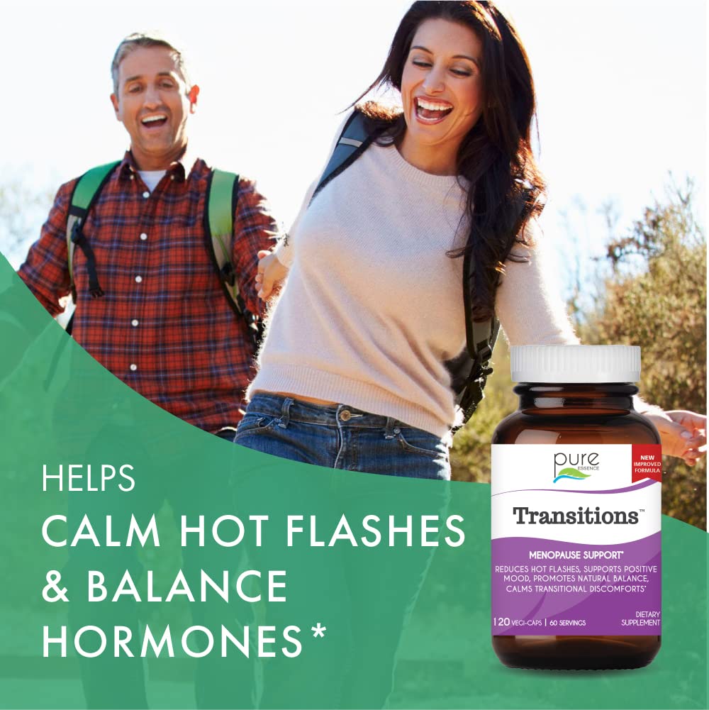 Pure Essence Labs Transitions Vitamins for Women, Natural Menopause Relief Supplement to Promote Hormone Balance, Reduce Hot Flashes, Mood Swings & Night Sweats, 60 Capsules PURE ESSENCE LABS buy supplements canada