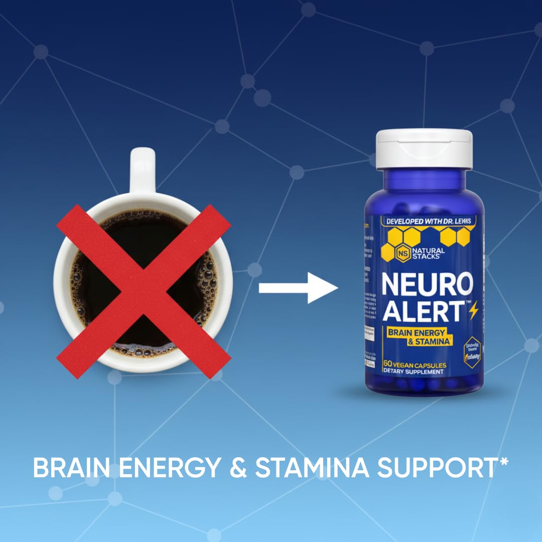 NATURAL STACKS NeuroAlert - 200mg Paraxanthine Energy Supplement - Caffeine Free Focus w/ 500mg L-Tyrosine & 100mg L-Theanine - 10mg NADH for Cellular Energy Support - 60 Paraxanthine Capsules NATURAL STACKS buy supplements canada