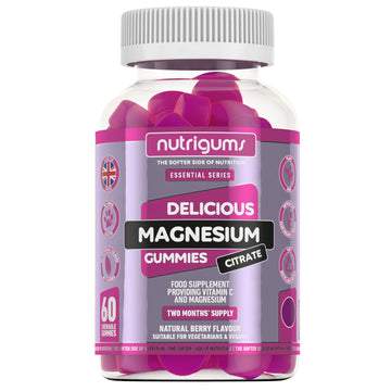 Magnesium Citrate 1250mg & Vitamin C Gummy | Mixed Berry Flavour | 60 Vegan Gummies Nutrigums buy supplements canada