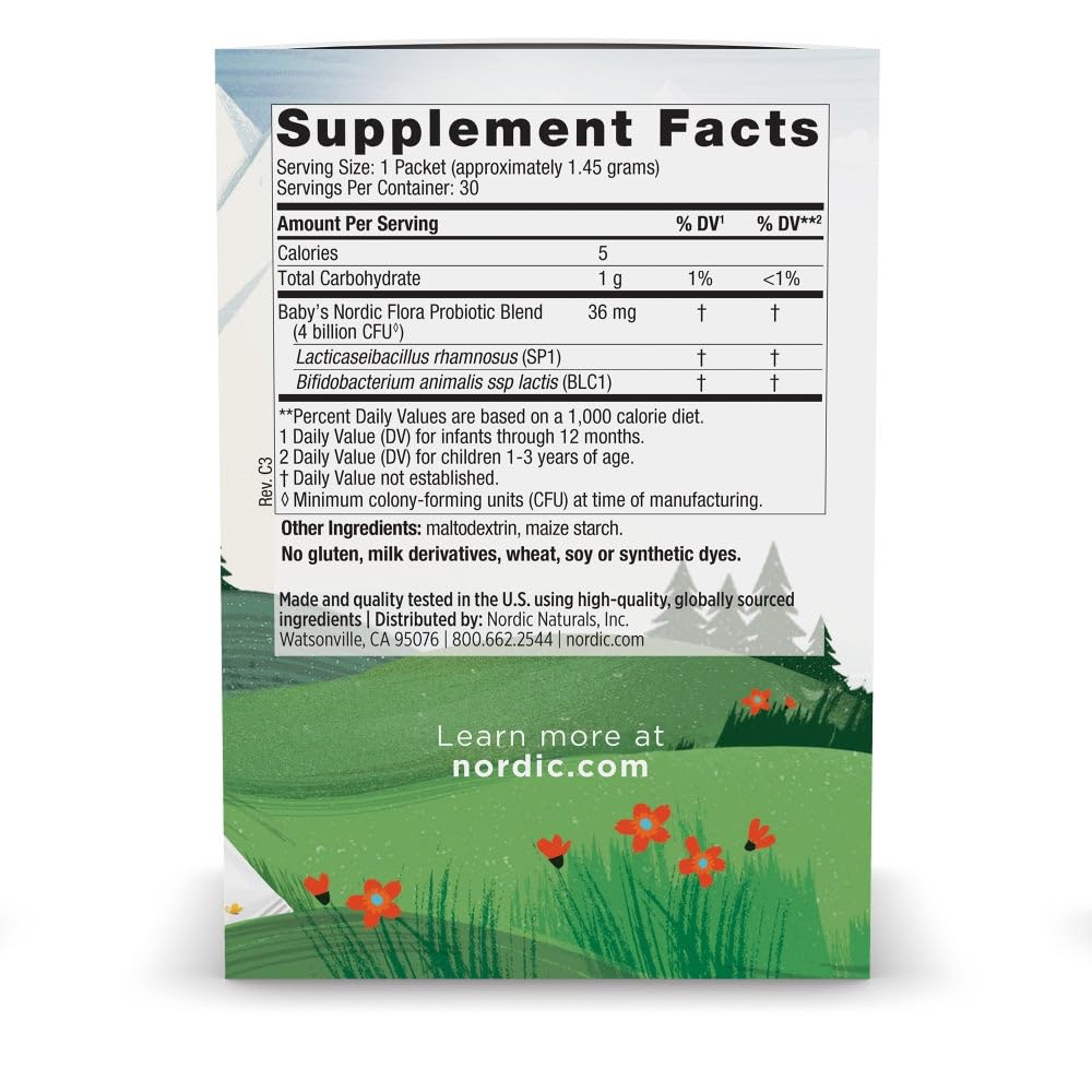 Nordic Naturals Baby’s Nordic Flora Probiotic Powder, Unflavored - 30 Packets - 4 Billion CFU - Digestive Health & Immune Support for Babies & Toddlers (6 Months to 3 Years) - 30 Servings Nordic Naturals buy supplements canada