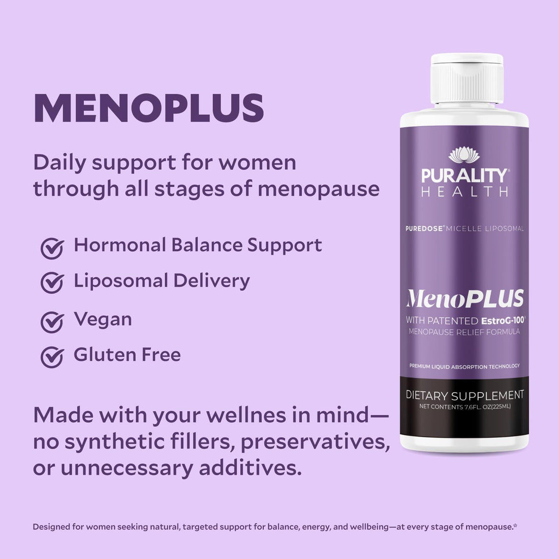 PURALITY HEALTH MenoPLUS Liposomal Menopause Supplement for Women | EstroG-100®, Vitamins D3, B6, B12 & K2 | Iodine | Hormonal Balance & Mood Support PURALITY HEALTH buy supplements canada