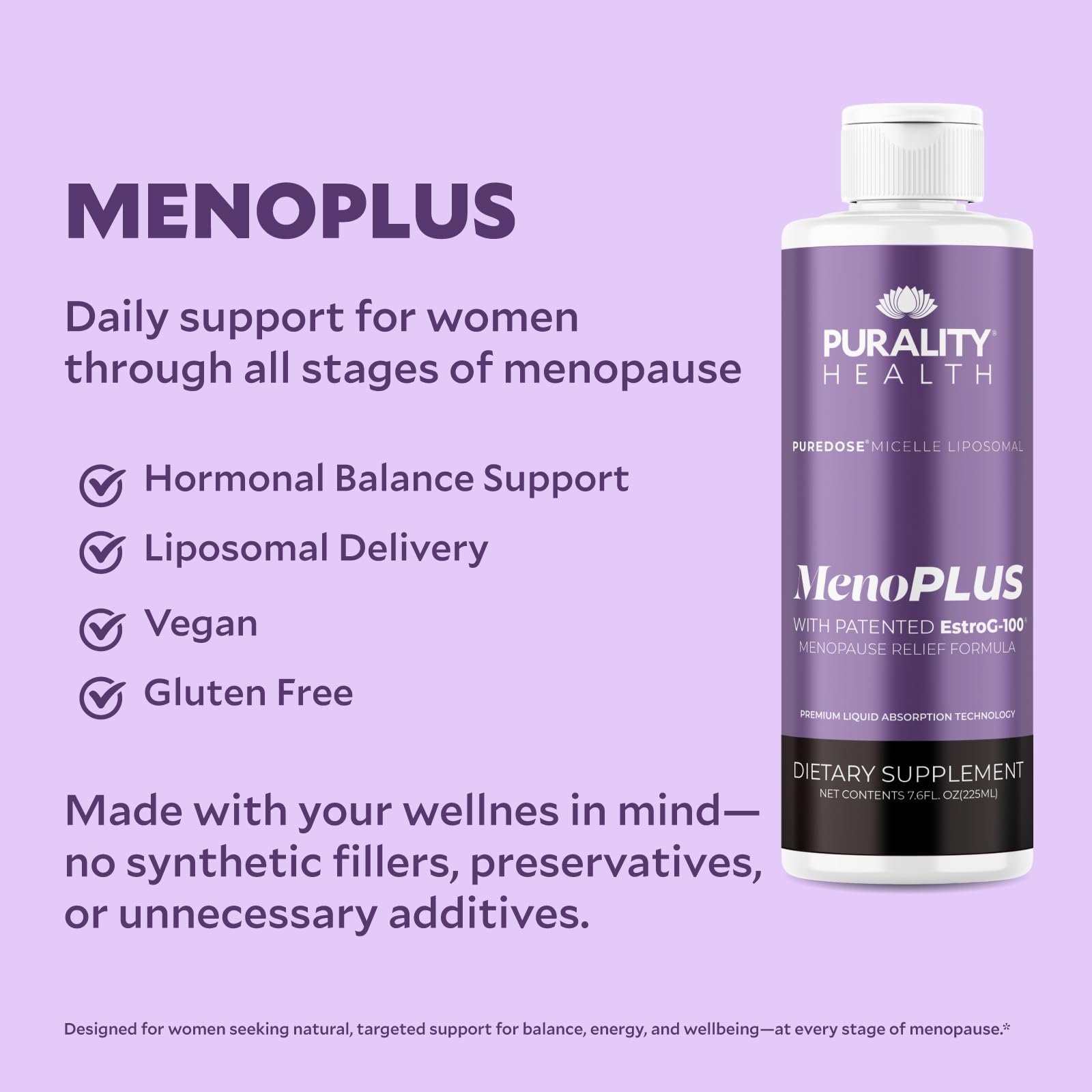 PURALITY HEALTH MenoPLUS Liposomal Menopause Supplement for Women | EstroG-100®, Vitamins D3, B6, B12 & K2 | Iodine | Hormonal Balance & Mood Support PURALITY HEALTH buy supplements canada