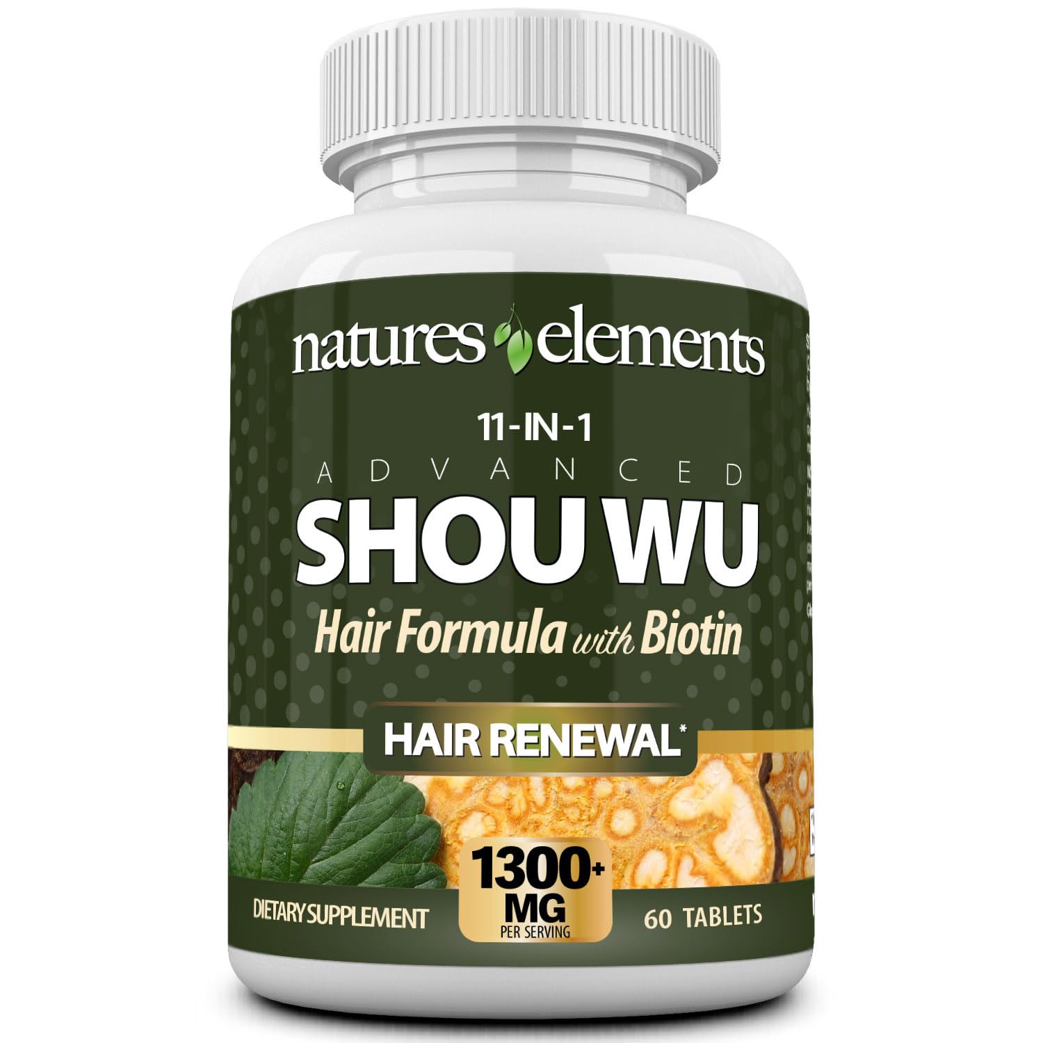 Natures Elements Advanced Shou Wu for Gray Hair – Prepared He Shou Wu for Hair Growth with Biotin, Bioperine, Fo-Ti Root & More – 100% Natural – 60 Tablets – Non-GMO, Gluten-Free Natures Elements buy supplements canada