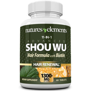 Natures Elements Advanced Shou Wu for Gray Hair – Prepared He Shou Wu for Hair Growth with Biotin, Bioperine, Fo-Ti Root & More – 100% Natural – 60 Tablets – Non-GMO, Gluten-Free Natures Elements buy supplements canada