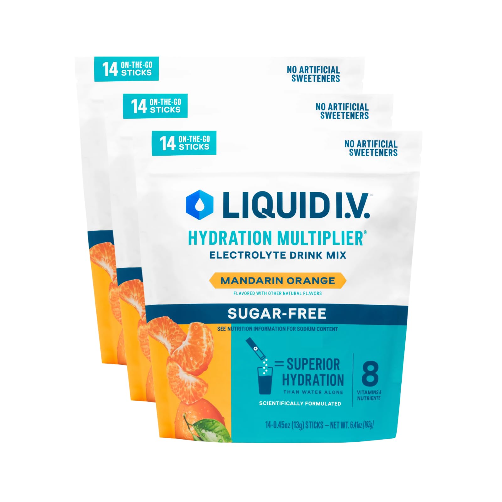 Liquid I.V.® Hydration Multiplier Sugar Free – Mandarin Orange | Electrolyte Powder Drink Mix | 3 Pack (42 Servings) Liquid I.V. buy supplements canada
