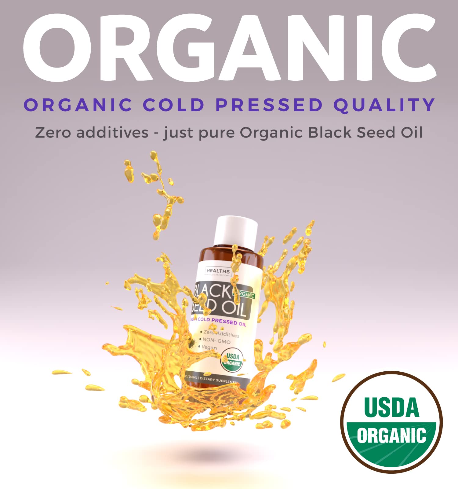 USDA Organic Black Cumin Seed Oil Liquid (8 fl oz) Premium Cold-Pressed Nigella Sativa Healths Harmony buy supplements canada