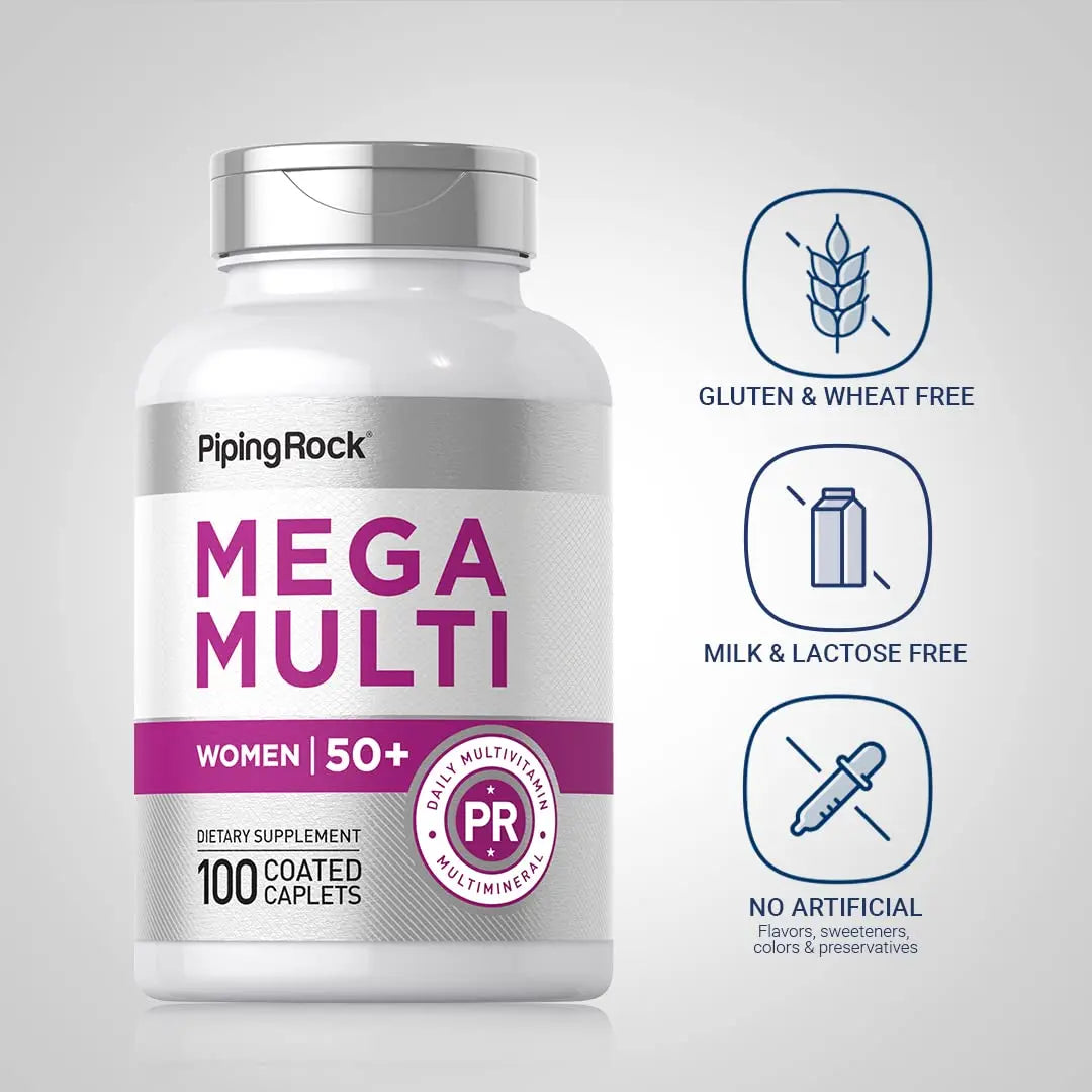 Piping Rock Multivitamin for Women 50 Plus | 100 Coated Caplets | Daily Multi Vitamin & Mineral for Women | Piping Rock buy supplements canada