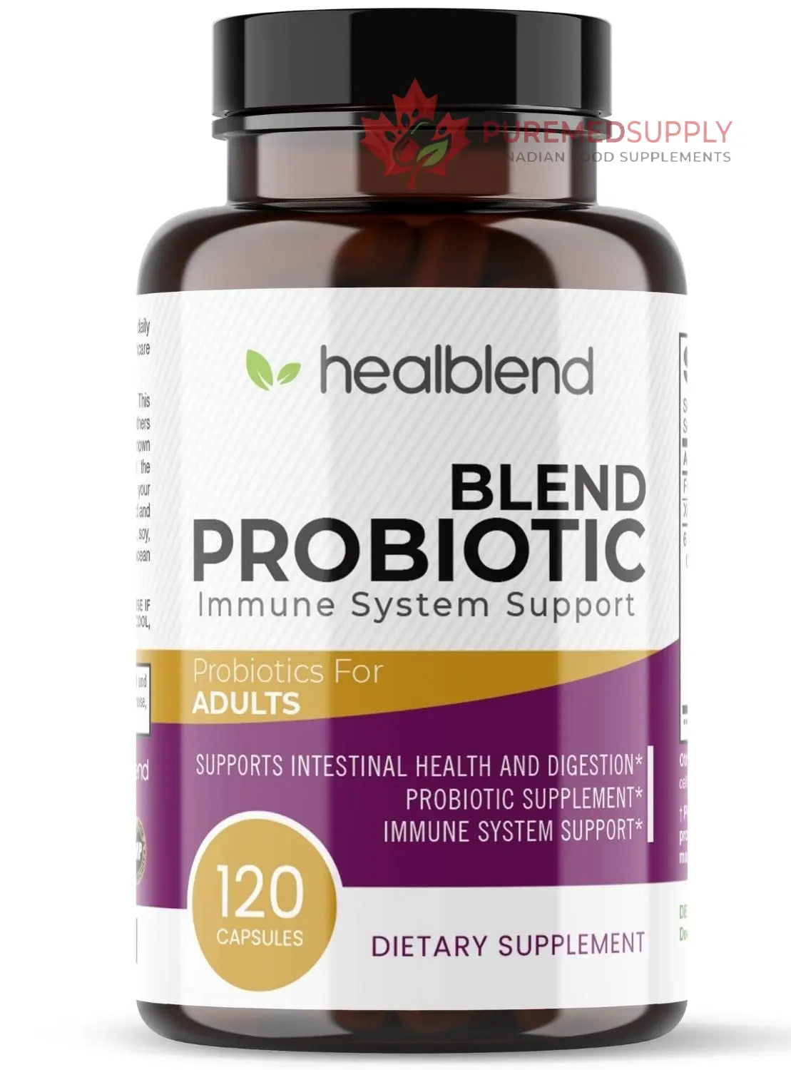 healblend Probiotic Caps Dietary Supplement Capsules, Probiotic for Women and for Men Digestive Health, Immune System Support, Non-GMO, Gluten-Free, 120 Veg Caps healblend buy supplements canada