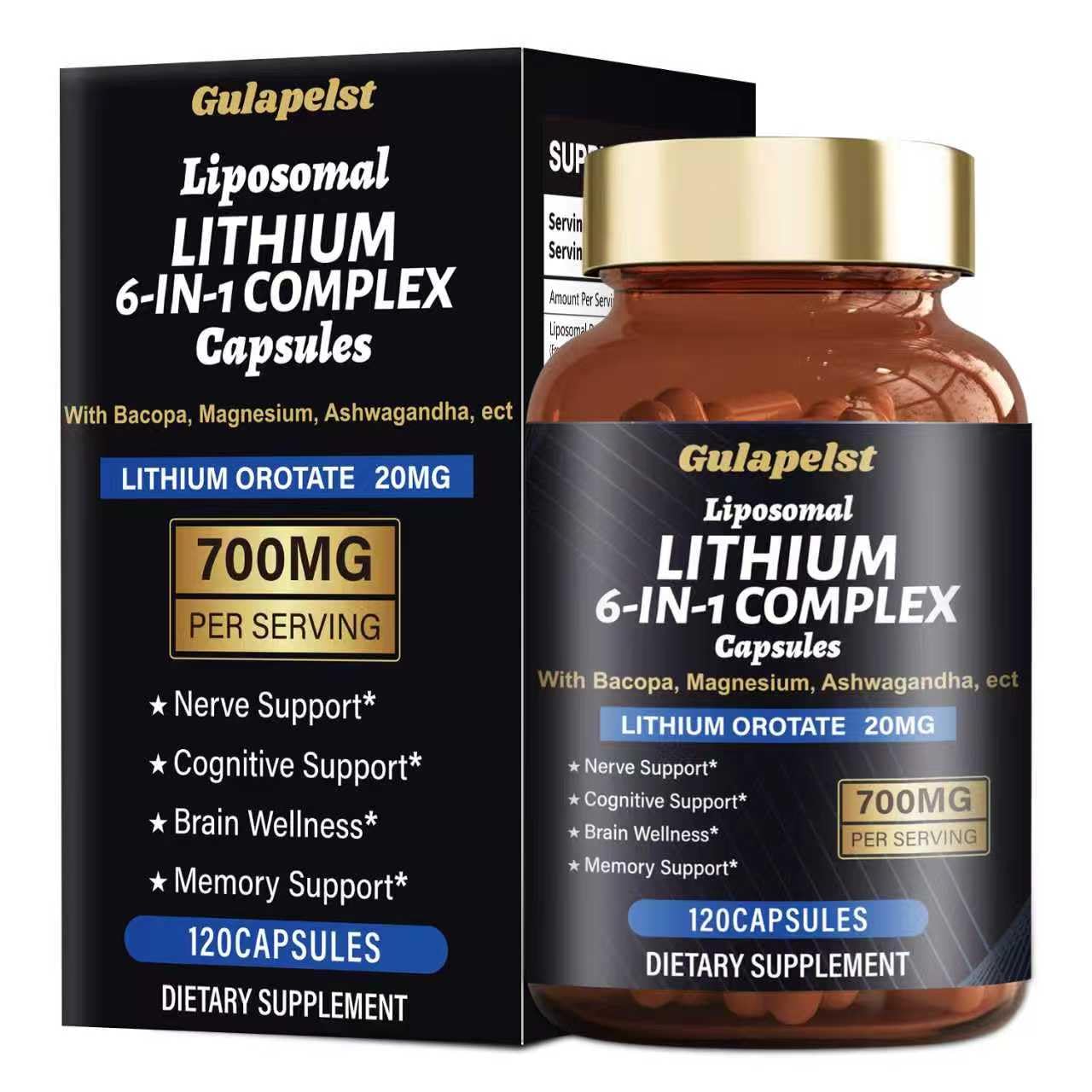 Lisopomal Lithium Orotate Complex Capsules, Lithium Orotate 20 mg, Magnesium Glycinate & Ashwagandha, Brain Health Supplements for Cognitive, Mood & Memory Gulapelst buy supplements canada