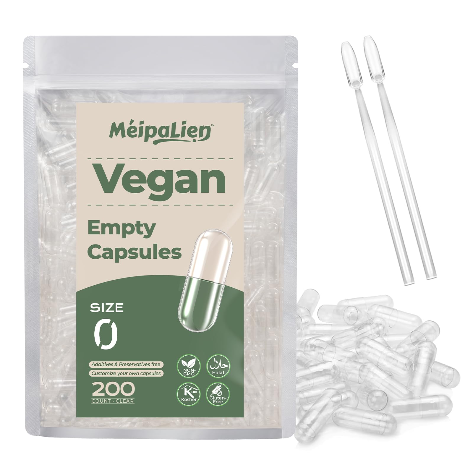 HPMC Empty Capsules Size 0-200 Clear Count Pill Capsules Empty - Plant-Based Cellulose | Vegetarian, Halal, Non-GMO | for DIY Supplement & Herbal Filling MéipaLien buy supplements canada