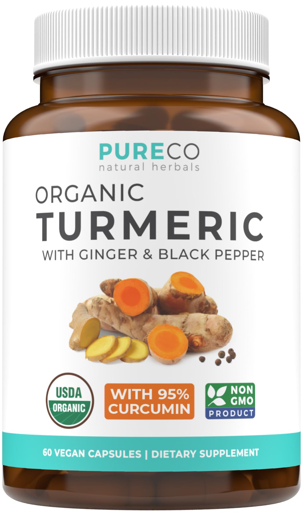 USDA Organic Turmeric Curcumin with Black Pepper and Ginger (2 Month Supply) PURE CO buy supplements canada