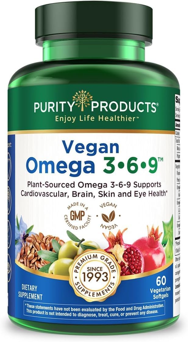 Purity Products Omega 3-6-9 Vegan and Vegetarian Formula - “5 in 1” Essential Fatty Acid Complex - Scientifically Formulated Plant-Based Omega 3 6 9 Purity Products buy supplements canada