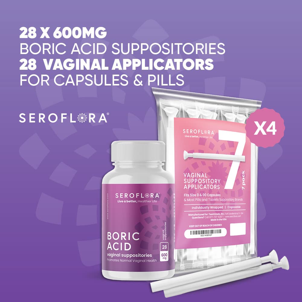 SEROVERA Seroflora Boric Acid Vaginal Suppositories 600 mg + Suppository Applicators Bundle SEROVERA buy supplements canada