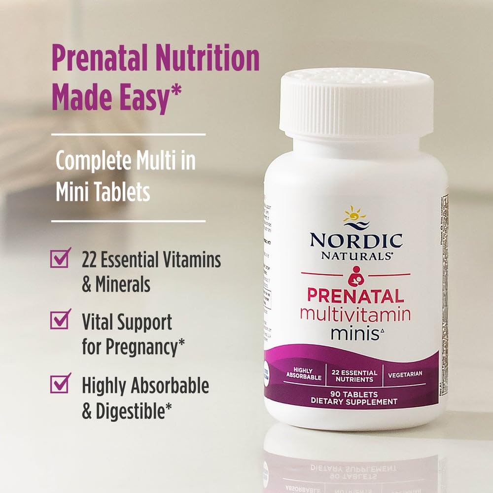 Nordic Naturals Vegetarian Prenatal Multivitamin Minis - 90 Easy to Swallow Tablets - Highly Absorbable Multivitamin and Mineral Supplement to Support Pregnancy - Non-GMO, 30 Servings Nordic Naturals buy supplements canada
