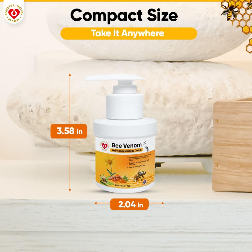 PPT.MHC Bee Venom Massage Cream with Pump - Soothing Muscle Rub with Turmeric, Arnica & MSM - Premium Bee Venom Lotion for Back, Legs & Feet - Everyday Non-Greasy 3.5oz Cream PPT.MHC buy supplements canada