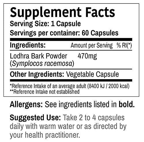 DR WAKDE's Organic Lodhra Capsules (Symplocos racemosa) I 100% Natural Herbal Supplement I 60 Veggie Capsules DR WAKDE's buy supplements canada