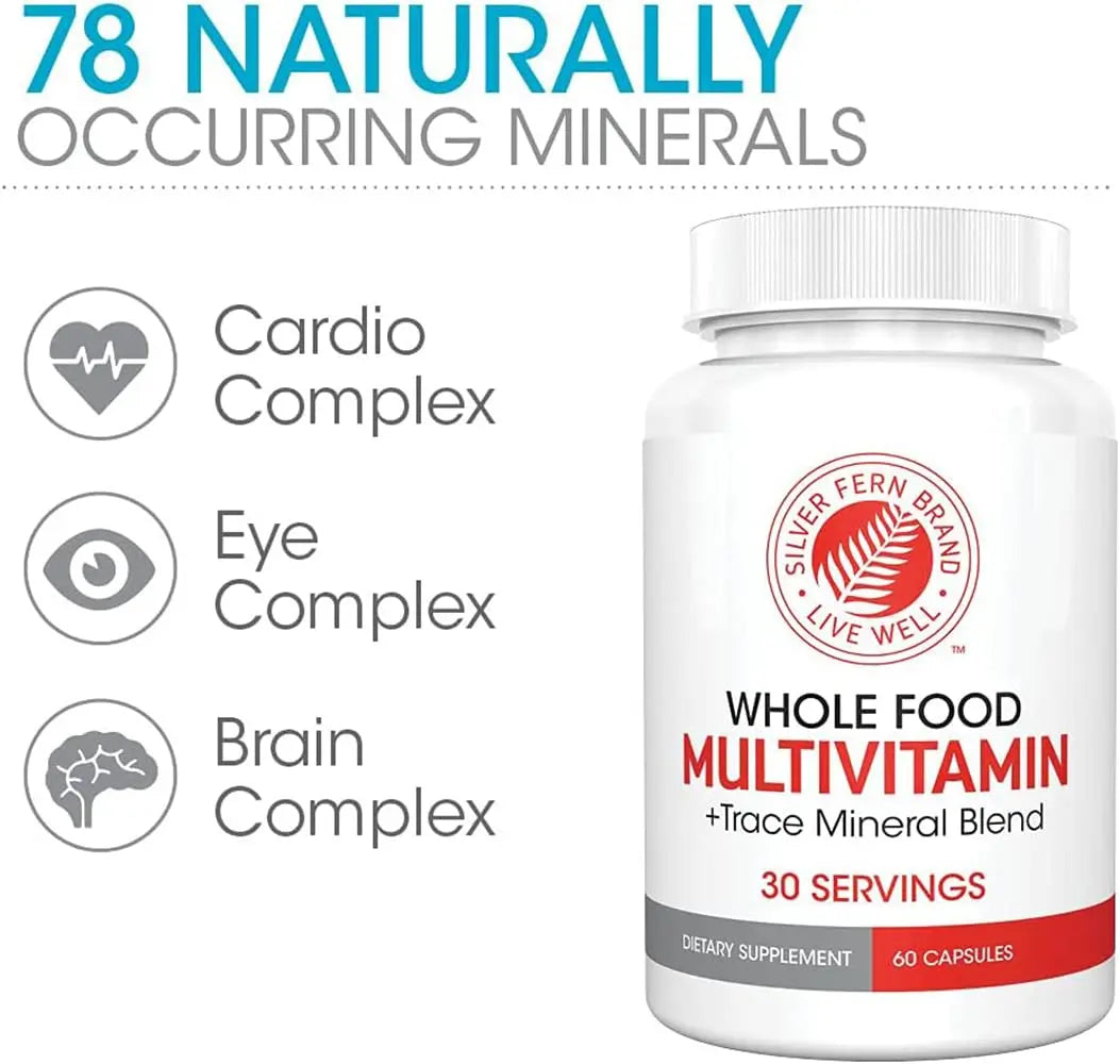 Silver Fern Whole Food Daily Multi Vitamin w/Trace Mineral Blend Supplement - 2 Bottles - 60 Vegicaps Each - 60 Day Supply Silver Fern buy supplements canada